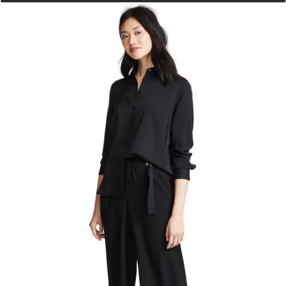 Vince silk botton down shirt long sleeve XS